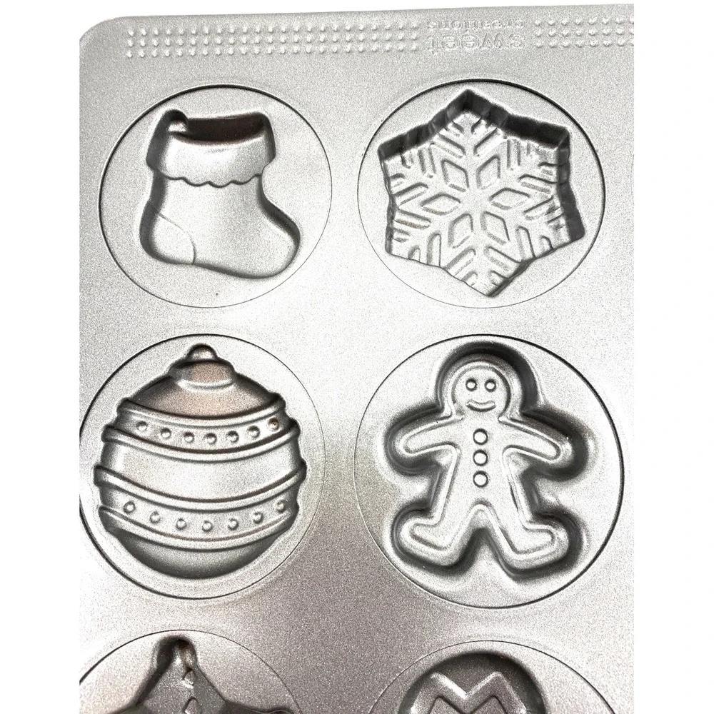 Christmas Cookie Molded Sheet Pan Non-Stick 12 Cavities Sweet Creations